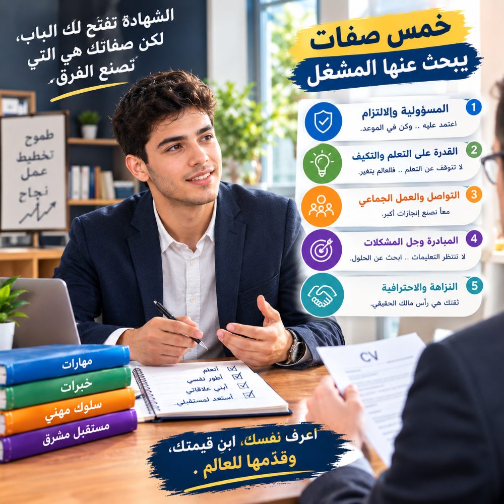 خماسيات التميز الجامعي - 7/10 - خمس صفات يبحث عنها المشغّل