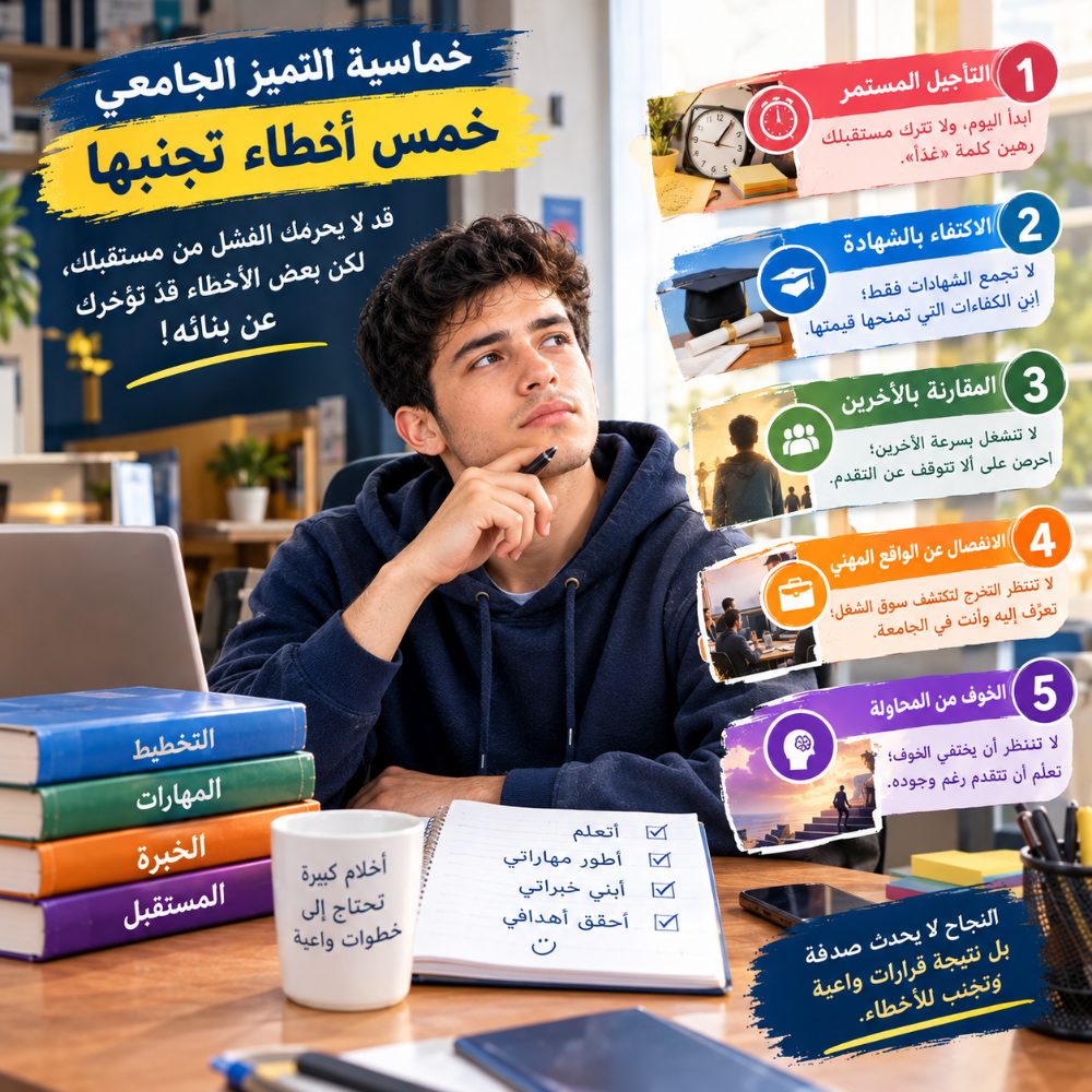 خماسيات التميز الجامعي 8/10 خمس أخطاء تجنبها